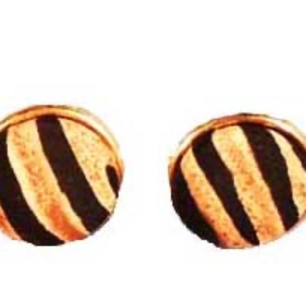 EARRINGS & SCARF CLIP & NECK SCARF, FOR PIERCED EARS TIGER PATTERN BROWN/BLACK,